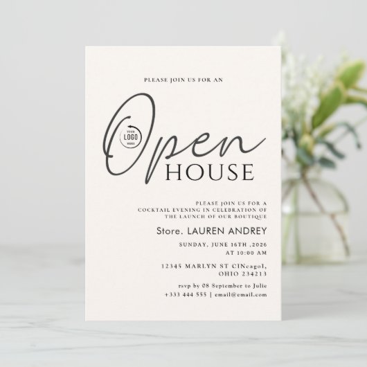 Custom Logo Business Open House Invitation 招待状 (スタンド正面)