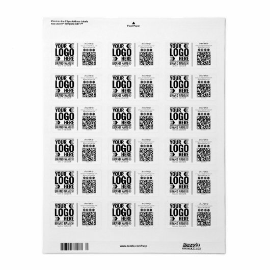 Custom Logo, Business or Brand Logo Personalized  ラベル (フルシート)