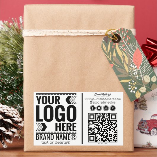 Custom Logo, Business or Brand Logo Personalized  長方形シール (クリスマス)