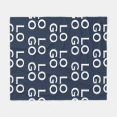 Custom Logo Business or Company on Navy Blue フリースブランケット (正面(横))