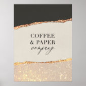 Custom Logo Business Sign Black Cream Gold Glitter ポスター (正面)