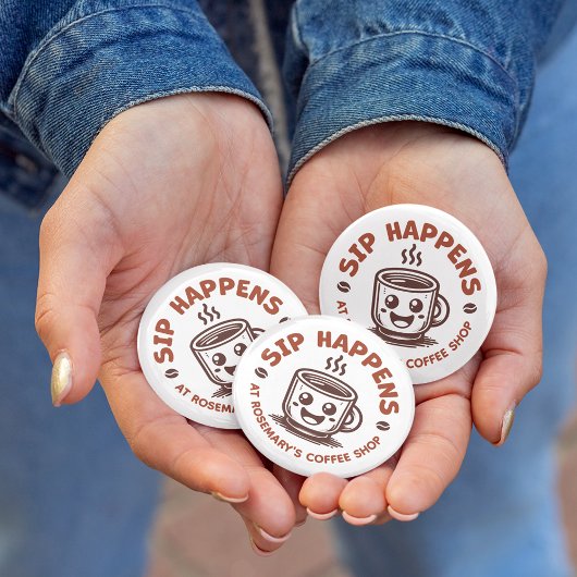 Custom Logo Coffee Shop Café 缶バッジ