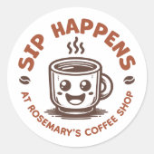 Custom Logo Coffee Shop Cafe Product Labels ラウンドシール (正面)