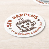 Custom Logo Coffee Shop Cafe Professional ラウンドペーパーコースター (アングル)