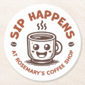 Custom Logo Coffee Shop Cafe Professional ラウンドペーパーコースター (正面)