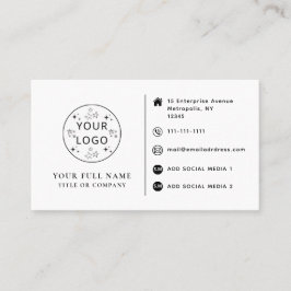 Custom Logo, Contact and Social Media Minimal 名刺