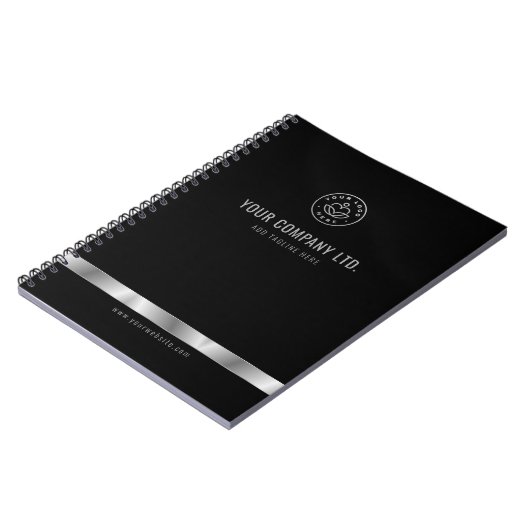 Custom Logo Elegant Black Silver ノートブック (左側)