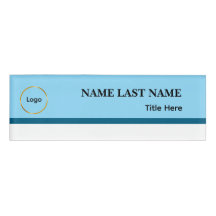Custom Logo Elegant Dusty Blue White Magnet