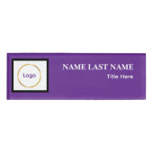 Custom Logo Elegant Dusty Blue White Magnet 名札 (正面)