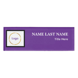 Custom Logo Elegant Dusty Blue White Magnet 名札