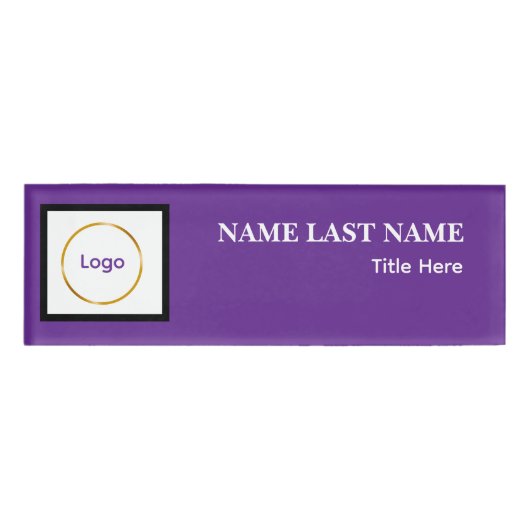 Custom Logo Elegant Dusty Blue White Magnet 名札 (正面)