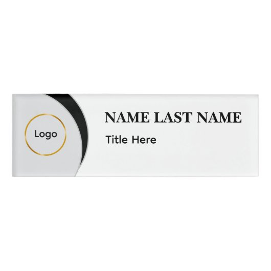 Custom Logo Elegant Dusty Blue White Magnet 名札 (正面)