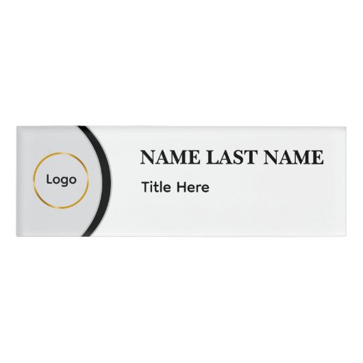 Custom Logo Elegant Dusty Blue White Magnet 名札 (正面)