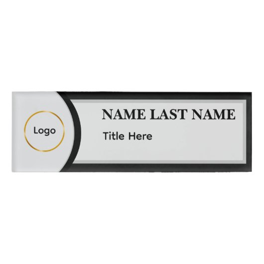 Custom Logo Elegant Dusty Blue White Magnet 名札 (正面)