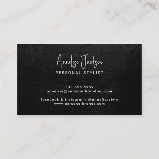 Custom logo elegant luxury black leather 名刺 (裏面)