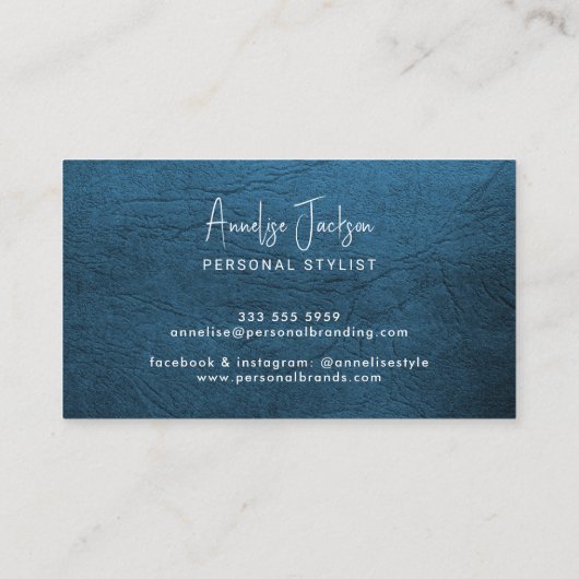 Custom logo elegant luxury blue leather 名刺 (裏面)