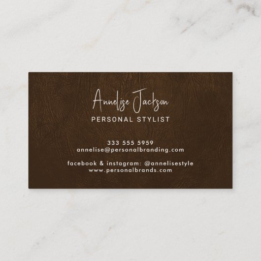 Custom logo elegant luxury brown leather 名刺 (裏面)