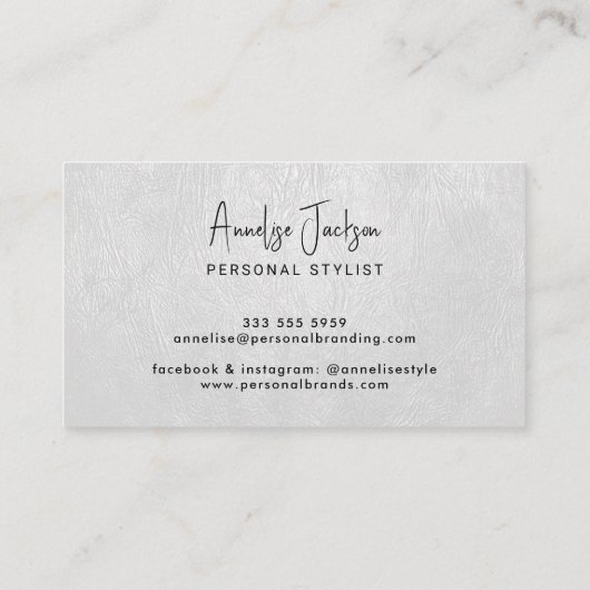 Custom logo elegant luxury white leather  名刺 (裏面)