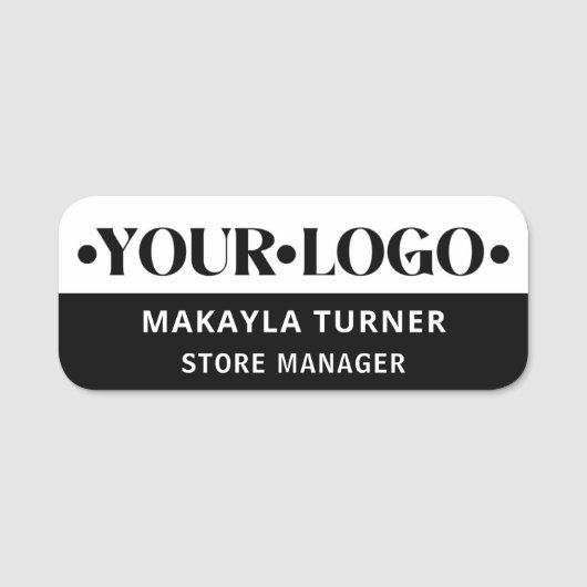 Custom Logo Employee Black White 名札 (正面)