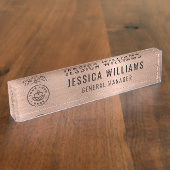 Custom Logo Employee Luxury Faux Brushed Rose Gold デスクネームプレート (側面)