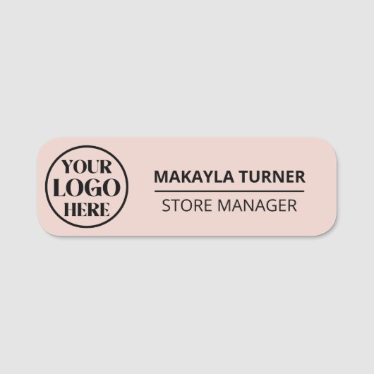 Custom Logo Employee Magnetic Or Safety Pin Pink 名札 (正面)