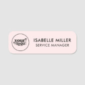 Custom Logo Employee Magnetic Or Safety Pin Pink 名札 (正面)