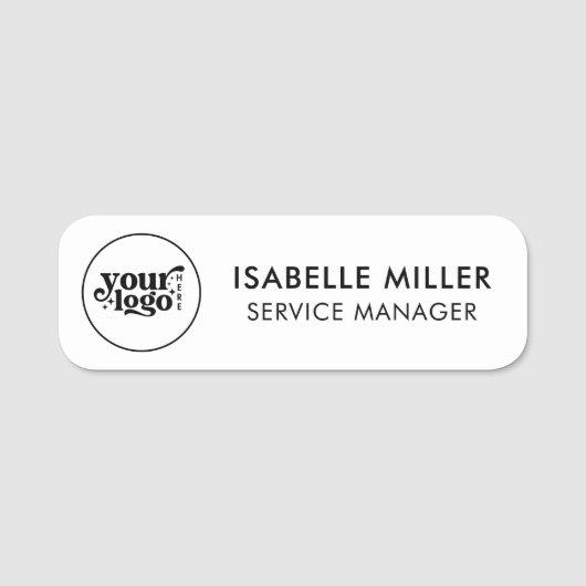 Custom Logo Employee Magnetic Or Safety Pin White 名札 (正面)