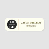 Custom Logo Employee Minimalist Ivory 名札 (正面)