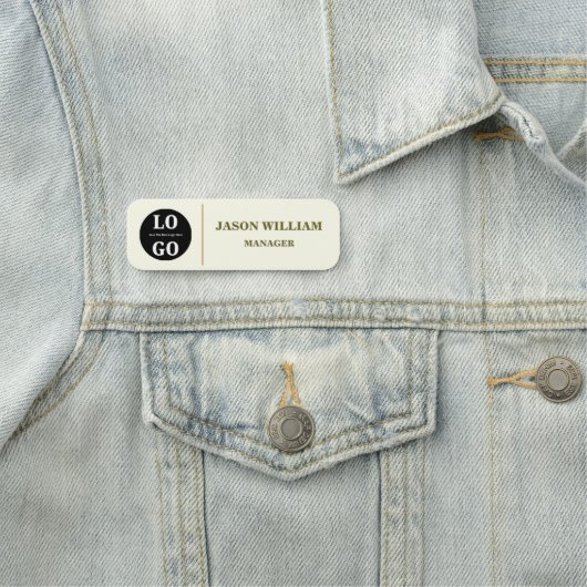 Custom Logo Employee Minimalist Ivory 名札 (インサイチュ)