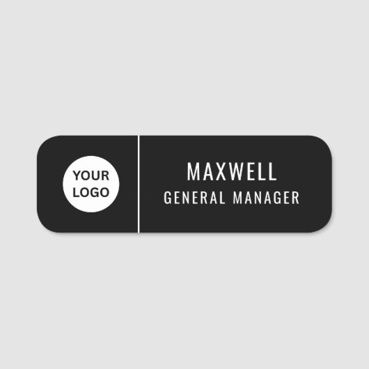 Custom Logo Employee Staff Safety Pin Black 名札 (正面)