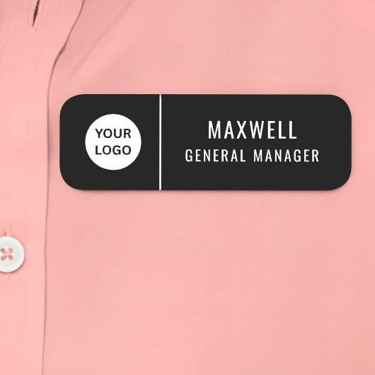 Custom Logo Employee Staff Safety Pin Black 名札