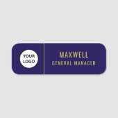 Custom Logo Employee Staff Safety Pin Blue 名札 (正面)