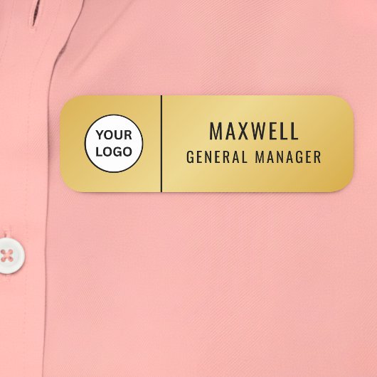 Custom Logo Employee Staff Safety Pin Gold 名札