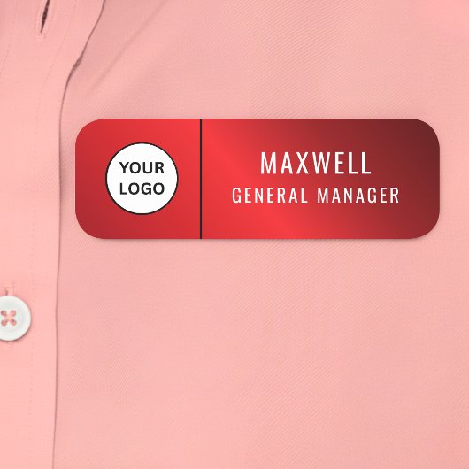 Custom Logo Employee Staff Safety Pin Red 名札