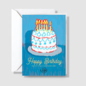Custom Logo Hand Drawn Blue Whit Cake Birthday カード