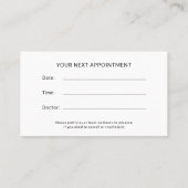 Custom Logo Healthcare Clinic Doctor Navy Blue 予約カード (裏面)