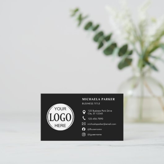 Custom Logo Icons Modern Black QR Code 名刺 (スタンド正面)