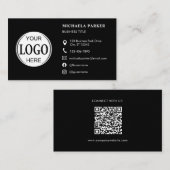 Custom Logo Icons Modern Black QR Code 名刺 (正面/裏面)