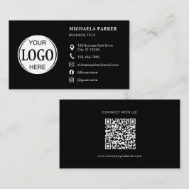 Custom Logo Icons Modern Black QR Code 名刺