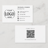Custom Logo Icons Modern White QR Code 名刺 (正面/裏面)