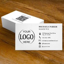 Custom Logo Icons Modern White QR Code 名刺