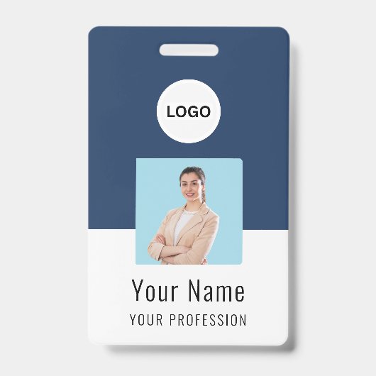 Custom Logo ID Card | Personalized Photo & Text バッジ (正面)