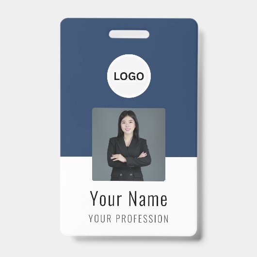 Custom Logo ID Card | Personalized Photo & Text バッジ (正面)