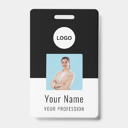 Custom Logo ID Card | Personalized Photo & Text バッジ (正面)