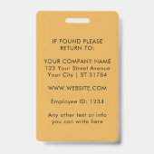 Custom Logo ID Card | Personalized Photo & Text バッジ (裏面)