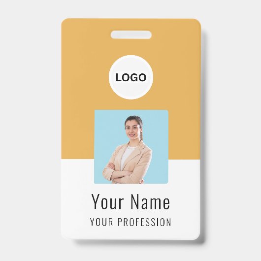 Custom Logo ID Card | Personalized Photo & Text バッジ (正面)