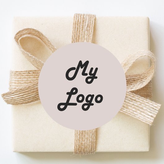 Custom logo image business taupe ラウンドシール