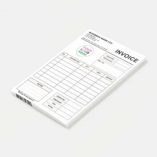 Custom Logo Invoice Order Forms | Business Pad ポストイット (アングル)