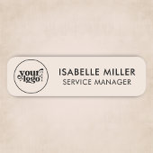 Custom Logo Magnetic Or Safety Pin Beige Small 名札