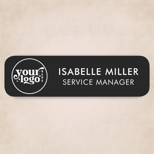 Custom Logo Magnetic Or Safety Pin Black Small 名札